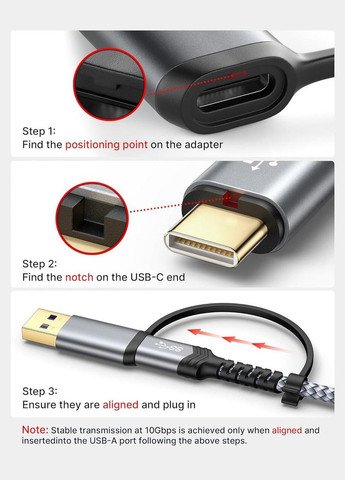 Кабель USB 3.1 USB A/C Male to Micro B Male 20Gbps 0.5м grey Jsaux (308849334)