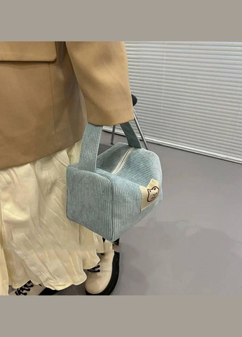 Тактильная голубая вельветовая косметичка с ручкой No Brand (302212918)