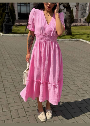 Розовое кэжуал платье INLABEL однотонное