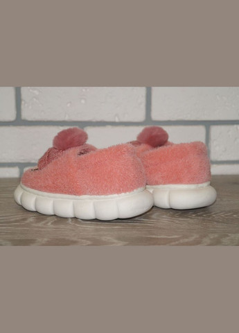 Розовые тапочки домашние чуни детские розовые Elmob плетение, с аппликацией, с помпонами
