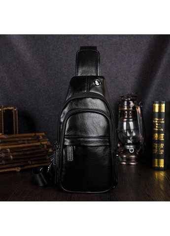 Классическая мужская сумка на грудь черная экокожа с регулируемым ремнем кроссбоди для повседневного использования Eton (363135778)