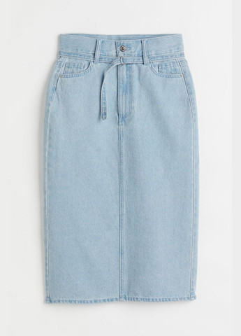 Голубая джинсовая с рисунком бабочки юбка H&M