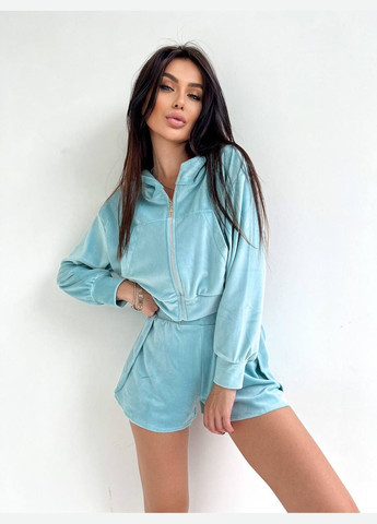 Женский велюровый костюм шорты + укороченная кофта MonCher (330618288)