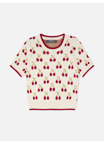 Топ демісезон,молочний в червоні візерунки, Primark (368151668)