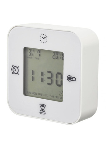 Годинник/термометр/будильник/таймер ІКЕА KLOCKIS білий (80277004) IKEA (267897730)