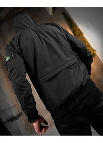 Черная летняя городская ветровка stone island карман black 4 No Brand