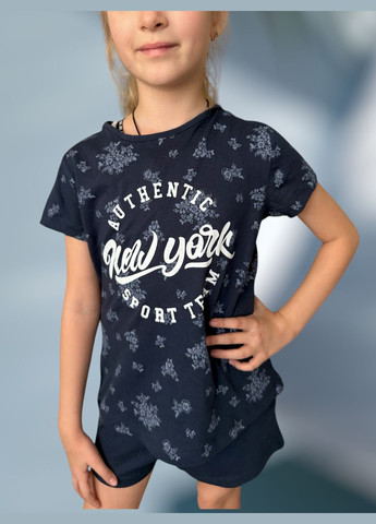 Синя піжама футболка + шорти Pepperts