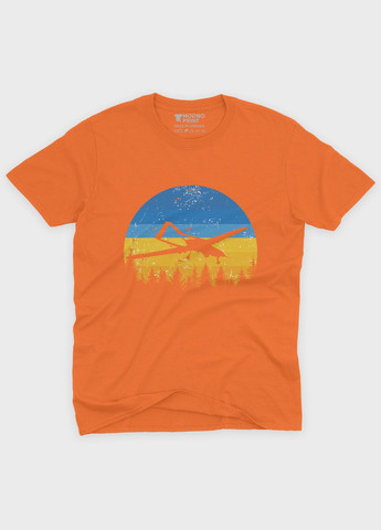 Оранжевая демисезонная футболка для мальчика с патриотическим принтом байрактар (ts001-5-ora-005-1-127-b) Modno