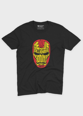 Чорна демісезонна футболка для хлопчика з принтом супергероя - залізна людина (ts001-1-bl-006-016-003-b) Modno
