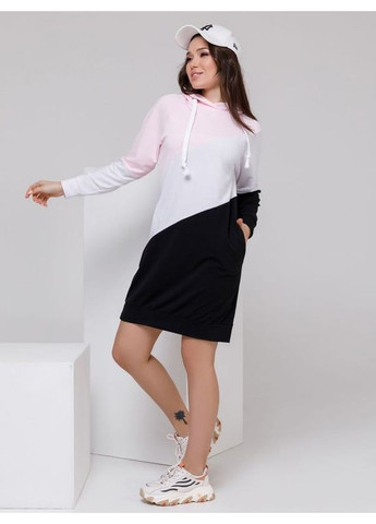 Комбинированное платье sa-27 розово-черное ISSA PLUS однотонное