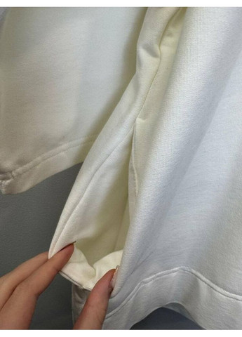 Молочный женский свитшот цветочный кот с боковыми карманами mknk33345 Modna KAZKA (364179286)