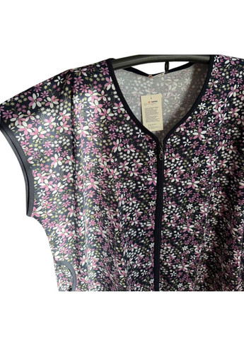 Халат женский хлопковый черный Цветы W3312-2 Samo (344589606)