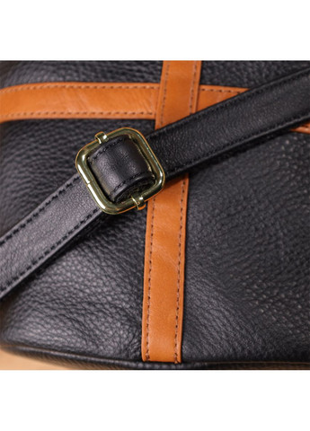 Жіноча шкіряна сумка з коричневою вставкою на лицьовій стороні 22997 Vintage (359401619)