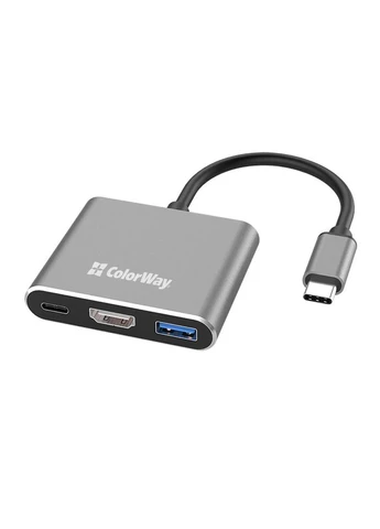 Концентратор USB-C 3-in-1 USB 3.0 + HDMI 4K + USB-C PD100W (CW-HUB08) Colorway (390412075)