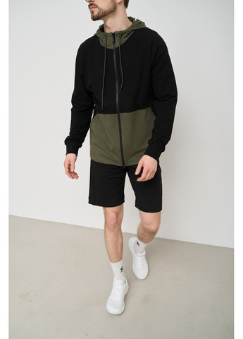 Спортивний костюм чоловічий ТРІЙКА літо SUMMER з кофтою на замку + шорти + футболка чорний хакі Handy Wear (293275170)