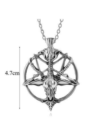 Кулон Бафомет Пентаграмма из ювелирной стали на цепочке 50 см серебристый No Brand (364506693)