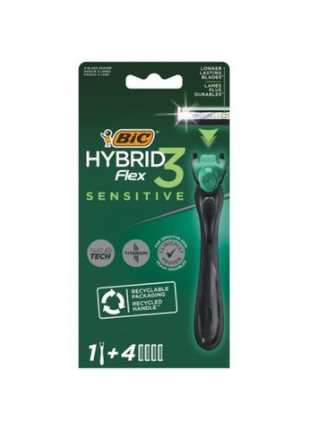 Станок для гоління Bic flex 3 hybrid sensitive з 4 змінними картриджами (268145621)