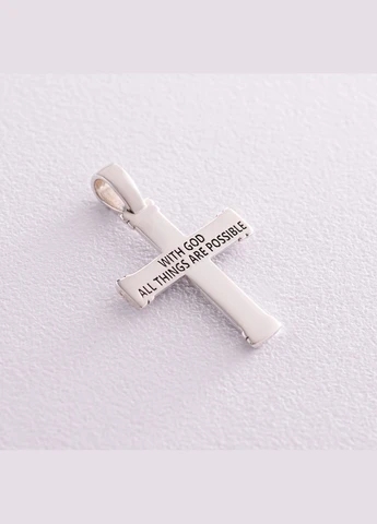 Серебряный крестик With God all things are possible (фианиты, оникс) 280 Oniks (264024372)
