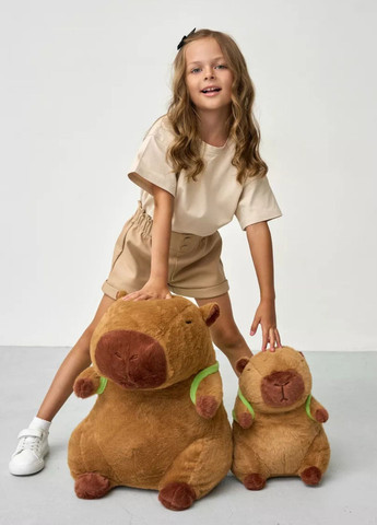 М'яка іграшка велика капібара з рюкзаком черепашкою 50 см My Kigu (371893019)