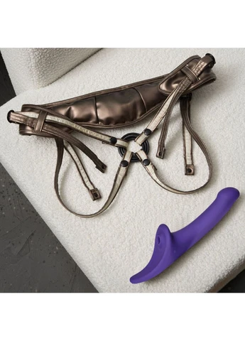 Вибронасадка для страпона с вакуумной стимуляцией Multi Orgasm Dildo L Purple Strap-On-Me (393920513)
