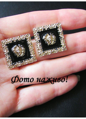 Квадратные черные серьги львы, 1346 No Brand (351856145)