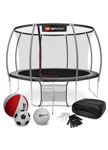 Батут Premium 12ft (366см) черно-серый с внутренней сеткой Hop-Sport (296119704)