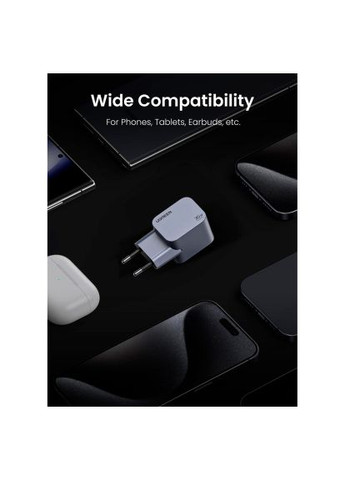 Зарядний пристрій (35006) Ugreen USB-C PD30W GaN X703 gray (369879466)