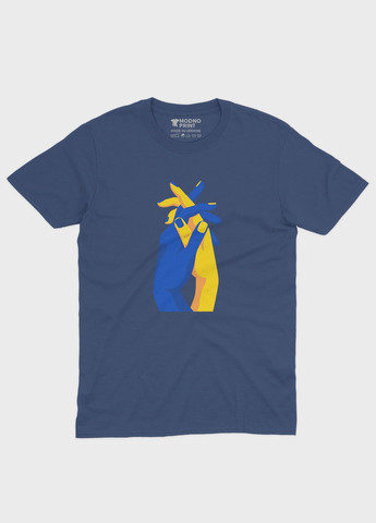 Темно-синяя демисезонная футболка для девочки с патриотическим принтом лодони (ts001-2-nav-005-1-032-g) Modno