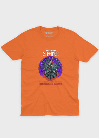 Оранжевая демисезонная футболка для мальчика с принтом супергероя - доктор стрэндж (ts001-1-ora-006-020-008-b) Modno