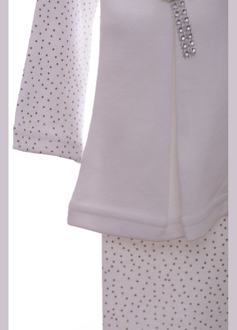 Білий демісезонний костюм з довгим рукавом для дівчинки трикотажний білий горошок 86 см (36744) BABYKROHA