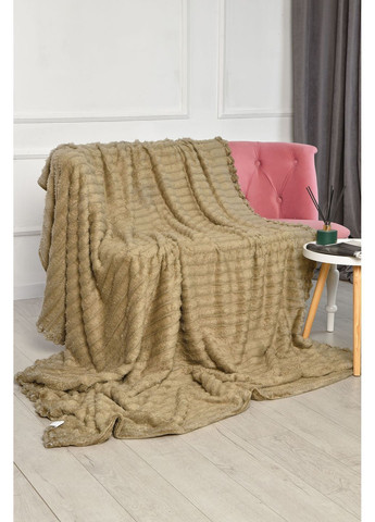 Плед однотонный оливкового цвета размер 180*200 Let's Shop (362413561)