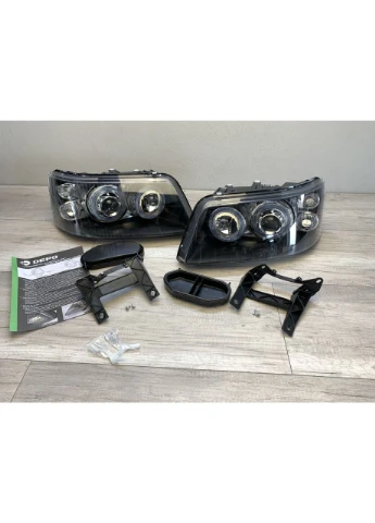 Передние фары Volkswagen T5 (2003-2009) тюнингованные с ангельскими глазками (ЦЕНА ЗА ПАРУ) Tuning-Tec Transporter (398178605)