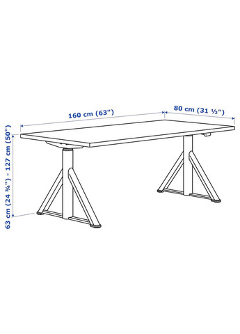 Регульований по висоті стіл ІКЕА IDASEN 160х80 см (s99280978) IKEA (278405778)