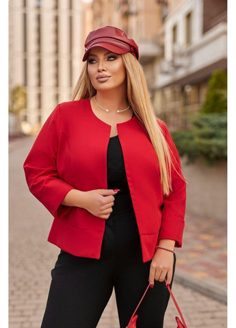 Женский деловой костюм с черными брюками и красным пиджаком мод МЗ 8814/503, 60 размер. No Brand (355469823)