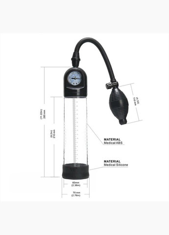 Вакуумный насос со стрелочным манометром и ручной «грушей» Men Powerup (335387344)