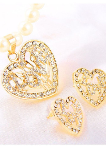 Комплект біжутерії намисто і сережки Серце з перлами, 2614 No Brand (370143398)