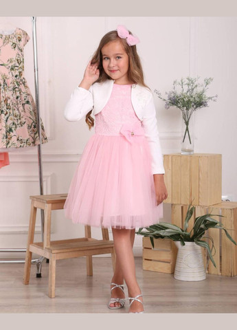 Розовое платье праздничное для девочки розовое с болеро No Brand (359472858)