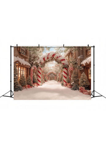 Фотозона Засніжена вулиця з карамельними тростинами – №46569 Vinylpex (369929997)