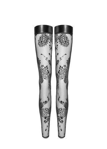 Чулки Noir Handmade F243 Tulle stockings with patterned flock embroidery - XXL No Brand (303880934)