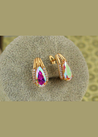 Сережки Сонет з каменем хамелеон 1,7 см золотисті Xuping Jewelry (337714739)