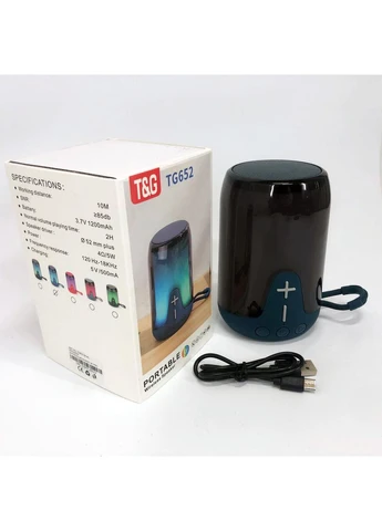 Акумуляторна переносна колонка TG652 5W з RGB підсвічуванням та ремінцем, блютуз колонка. Колір: синій TG (386149640)