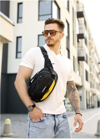 Сумка на пояс через плечо мужская текстильная Черный 35655 Sambag (334673948)