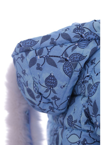 Голубой зимний комбинезон для девочки на холлофайбере с принтом у цветки стелла голубой см. (44308) BABYKROHA