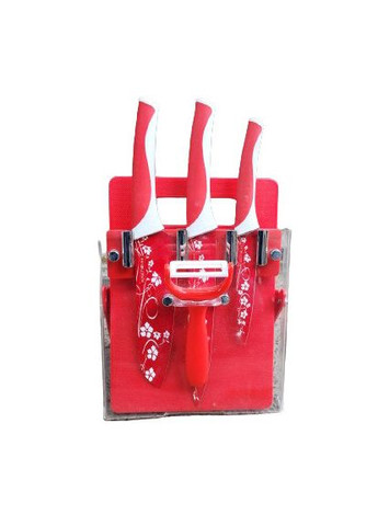 Набір ножів RL-KT05ST з нержавіючої сталі з керамічним покриттям з підставкою Червоний Royalty Line червоний,