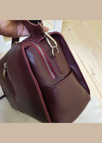 Бордова жіноча шкіряна сумка через плече з маленькою ручкою та довгим ремінцем Serebro (278260582)