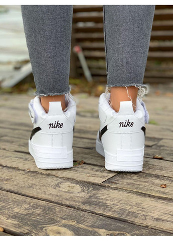 Чорні Зимовий кросівки чоловічі nike air force shadow white «black logo» найк аір форс 1 преміум No Brand