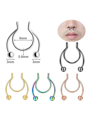 Фейковий септум обманка в ніс пірсинг кліпс Рожеве Золота без проколу No Brand (323652838)