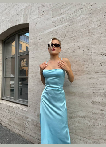 Голубое вечернее, праздничный, коктейльное, откровенный платье макси No Brand