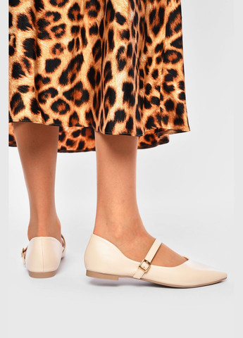 Жіночі балетки жіночі бежевого кольору Let's Shop | бежеві однотонні без декору штучна шкіра (329296150)