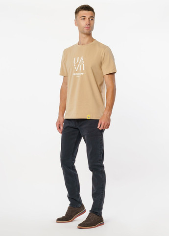 Бежевая футболка унисекс бежевая Arber T-SHIRT FF19